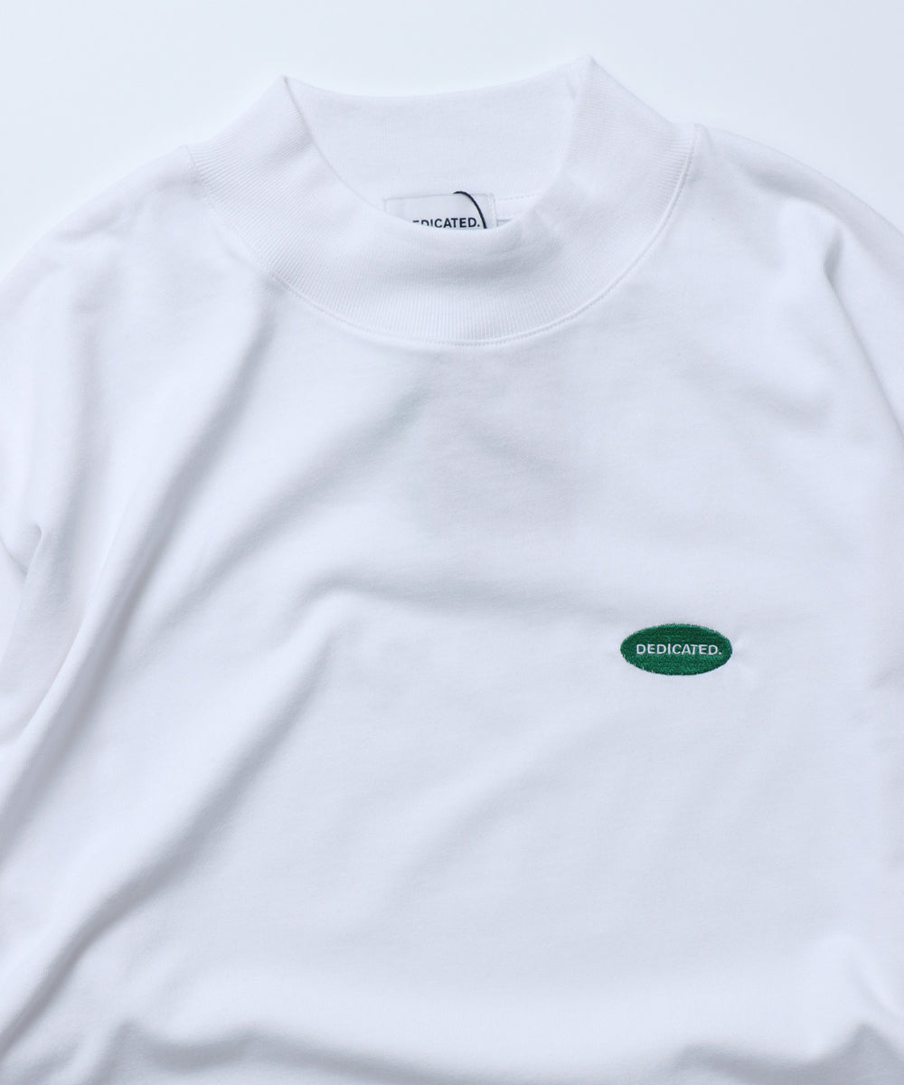 Unisex] Mock Neck LS T-Shirts Oval (White) | オーガニックコットン