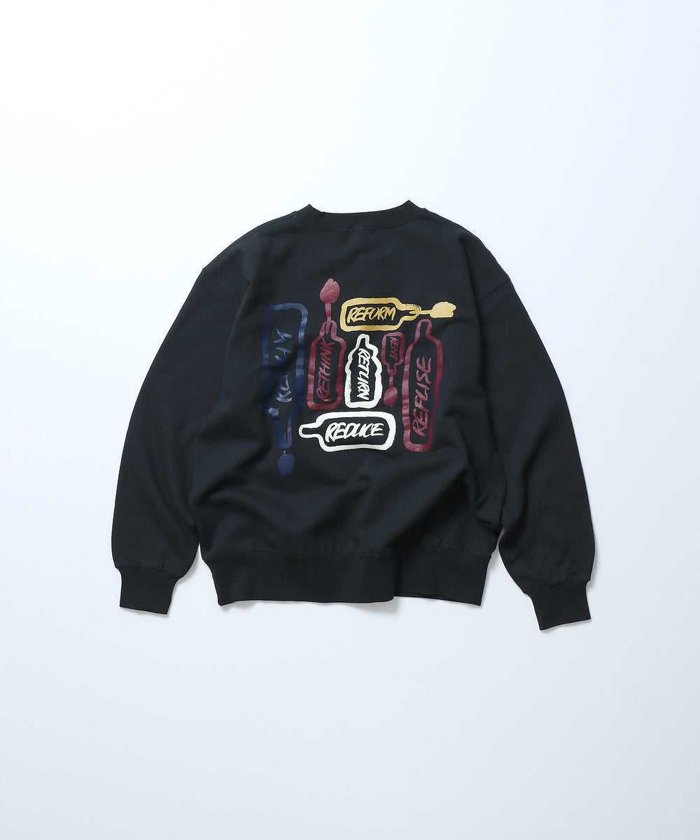 [Unisex] 【DEDICATED. × IZUMIDA LEE】 Bottle R___ Sweatshirts (Ink Black)