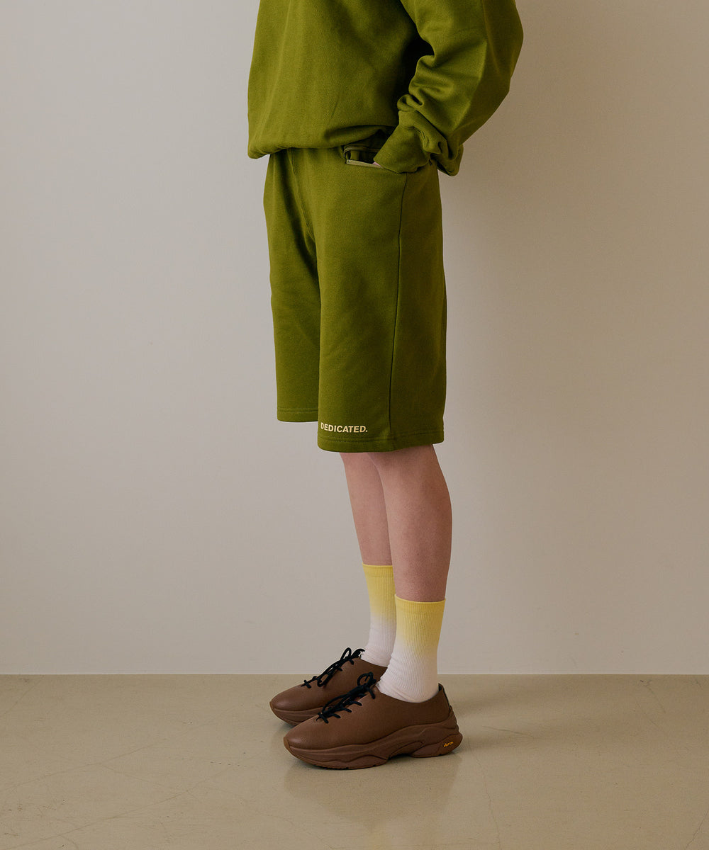 Unisex] Packable Sweat Shorts (Green Tea) | オーガニックコットン