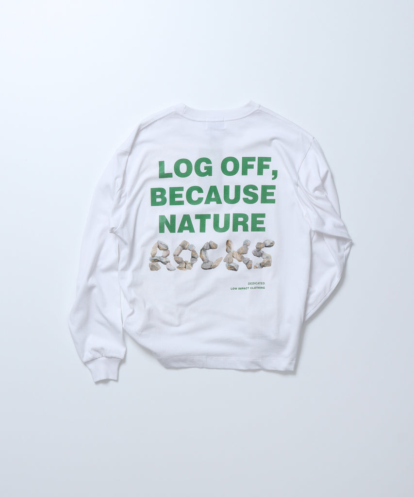 Unisex] L/S T-Shirts Nature Rocks (White) | オーガニックコットン