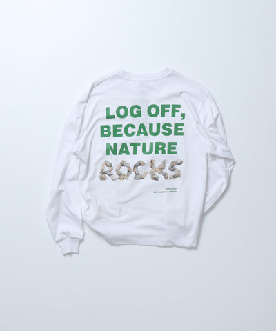 [Unisex] L/S T-Shirts Nature Rocks (White) | オーガニックコットンロンT