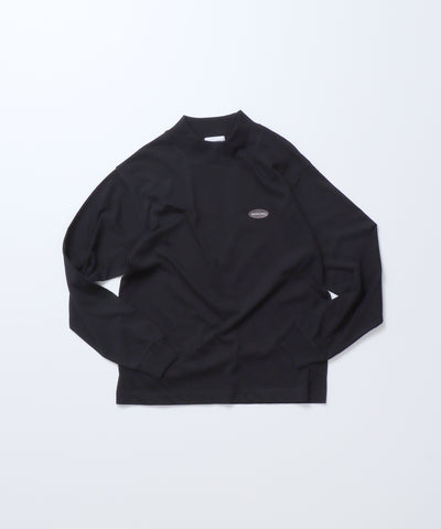 [Unisex] Mock Neck LS T-Shirts Oval (Black) | オーガニックコットンモックネックロンT