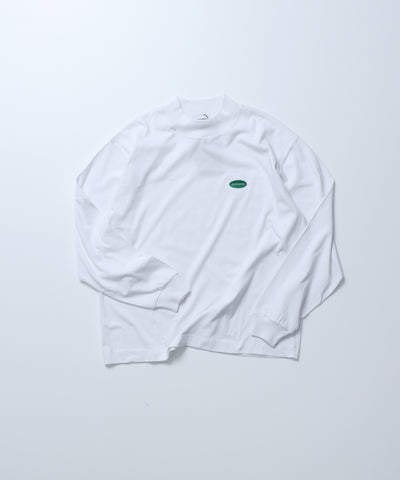 [Unisex] Mock Neck LS T-Shirts Oval (White) | オーガニックコットンモックネックロンT