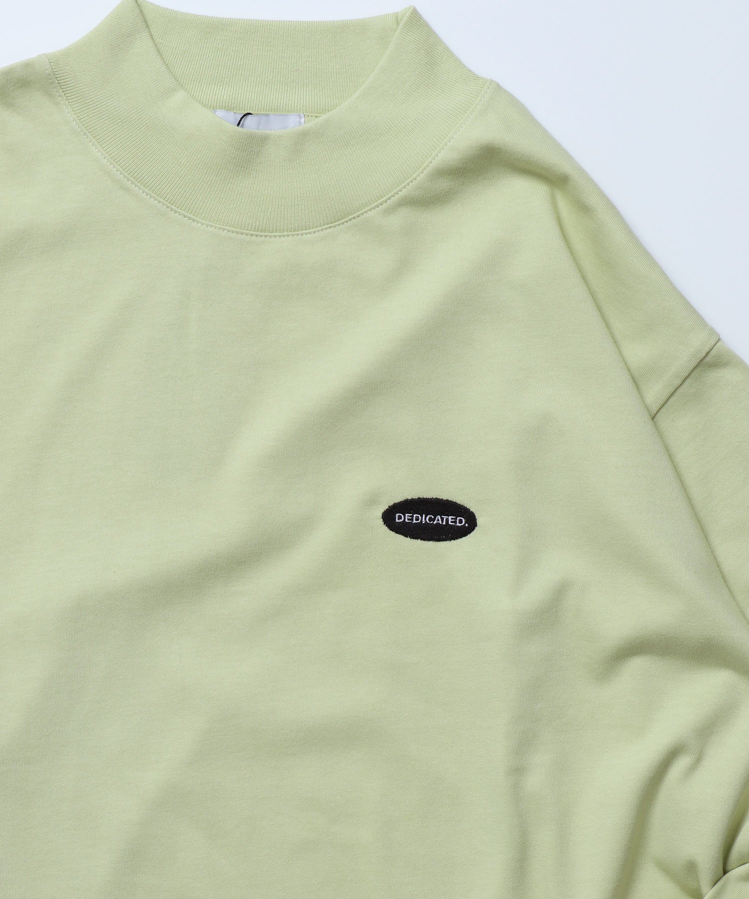 Unisex] Mock Neck L/S T-Shirts Oval (Mint) | オーガニックコットン